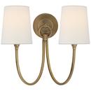 Visual Comfort & Co. Signature Hand-Rubbed Antique Brass 2-Light 40W 13 in. Wall Sconce
