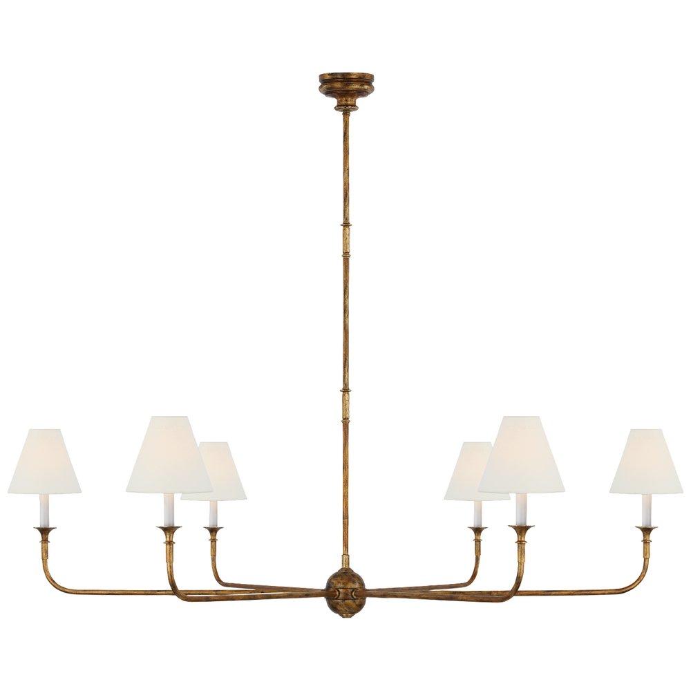 Visual Comfort & Co. Signature Antique Gold 18-1/4 x 58 in. 40W 1-Tier 6-Light Transitional Chandelier 