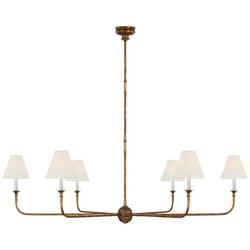 18-1/4 x 58 in. 40W 1-Tier 6-Light Transitional Chandelier in Antique Gild