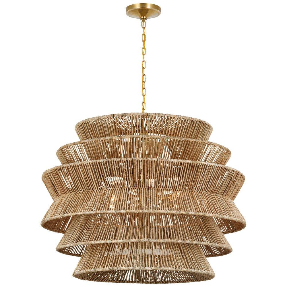 Visual Comfort & Co. Signature Antique Burnished Brass 34 x 42 in. 15W 4-Light LED Modern Chandelier 
