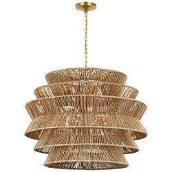34 x 42 in. 15W 4-Light LED Modern Chandelier in Antique Burnished Brass