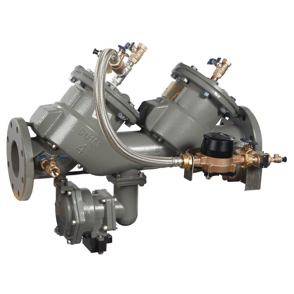 4 in Ductile Iron Flanged Reduced Pressure Detector Assembly with OS & Y Gate Valves and Flood Sensor, Less Shutoff Valves 