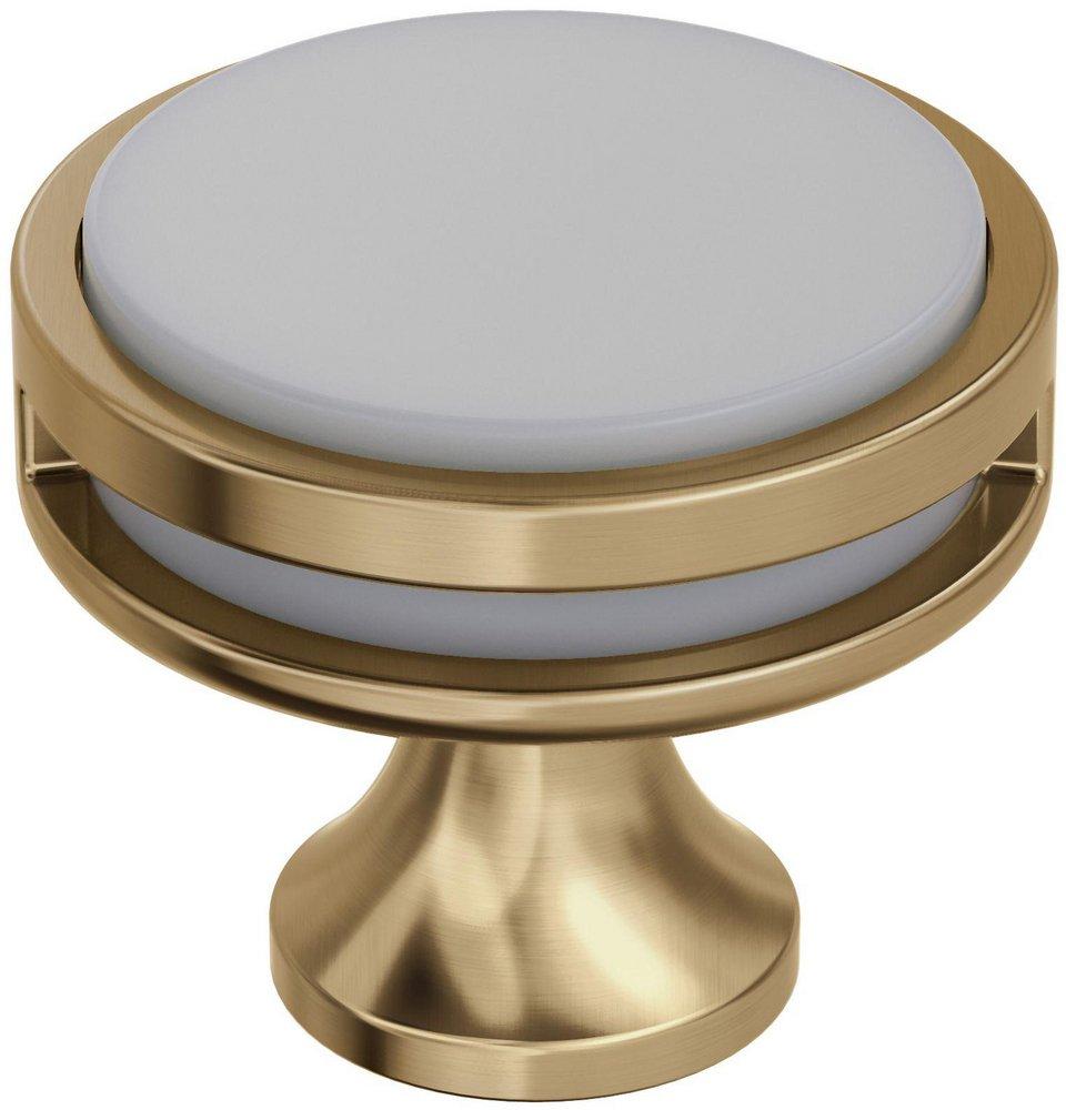 OBERON 1-3/8 IN 35MM DIAMETER CHAMPAGNE BRONZE/FROSTED ACRYLIC CABINET KNOB 