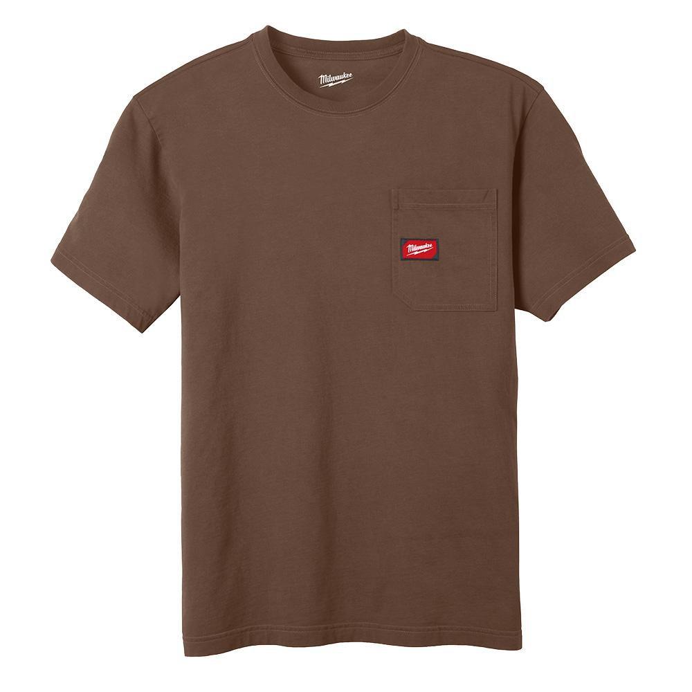 HEAVY DUTY POCKET T SS BROWN L 