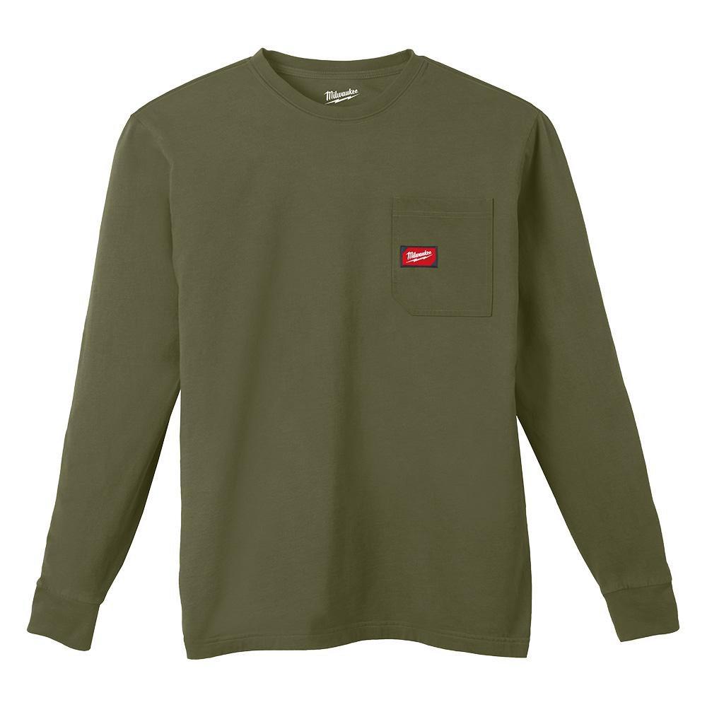 HEAVY DUTY POCKET T LS GREEN XL 