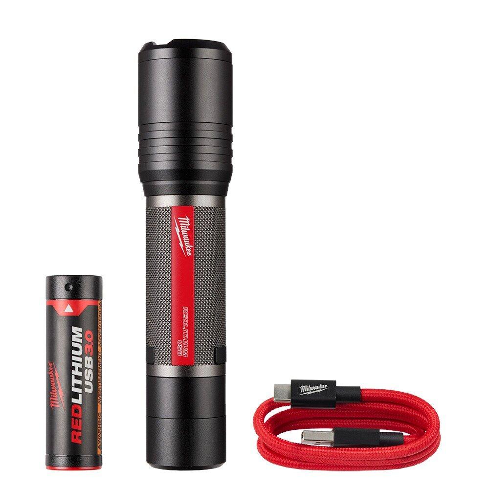 USB 2000 Lumen Slide Focus Flashlight 