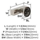 EVERETT 1-3/4 44 MM LENGTH SATIN NICKEL CABINET KNOB 