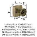 EVERETT 1-1/4 32 MM LENGTH GOLDEN CHAMPAGNE CABINET KNOB 
