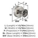EVERETT 1-5/16 34 MM DIAMETER POLISHED NICKEL CABINET KNOB 