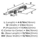 EVERETT 3 76 MM CENTER-TO-CENTER POLISHED CHROME CABINET PULL 