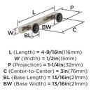 EVERETT 3 76 MM CENTER-TO-CENTER SATIN NICKEL CABINET PULL 