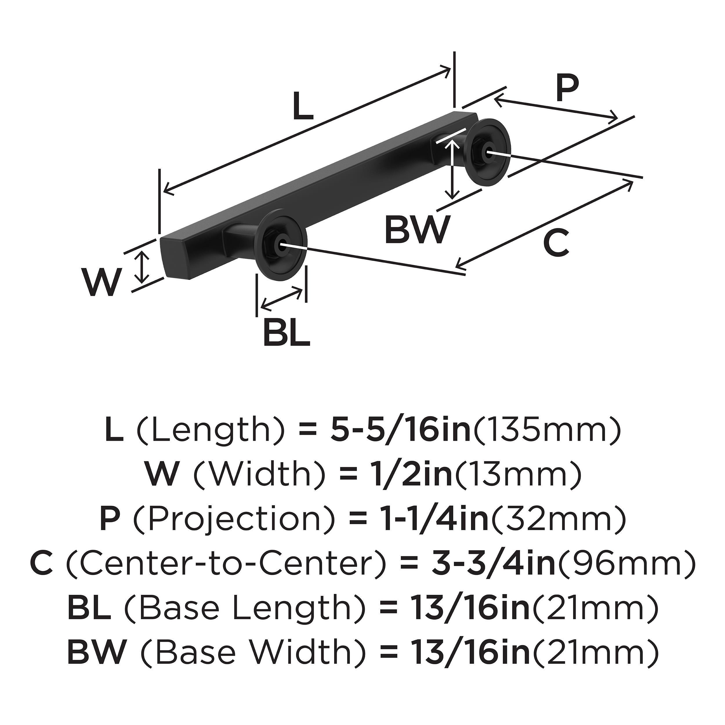 EVERETT 3-3/4 96 MM CENTER-TO-CENTER MATTE BLACK CABINET PULL 