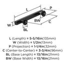 EVERETT 3-3/4 96 MM CENTER-TO-CENTER MATTE BLACK CABINET PULL 