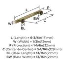 EVERETT 5-1/16 128 MM CENTER-TO-CENTER GOLDEN CHAMPAGNE CABINET PULL 