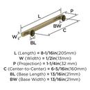EVERETT 6-5/16 160 MM CENTER-TO-CENTER GOLDEN CHAMPAGNE CABINET PULL 