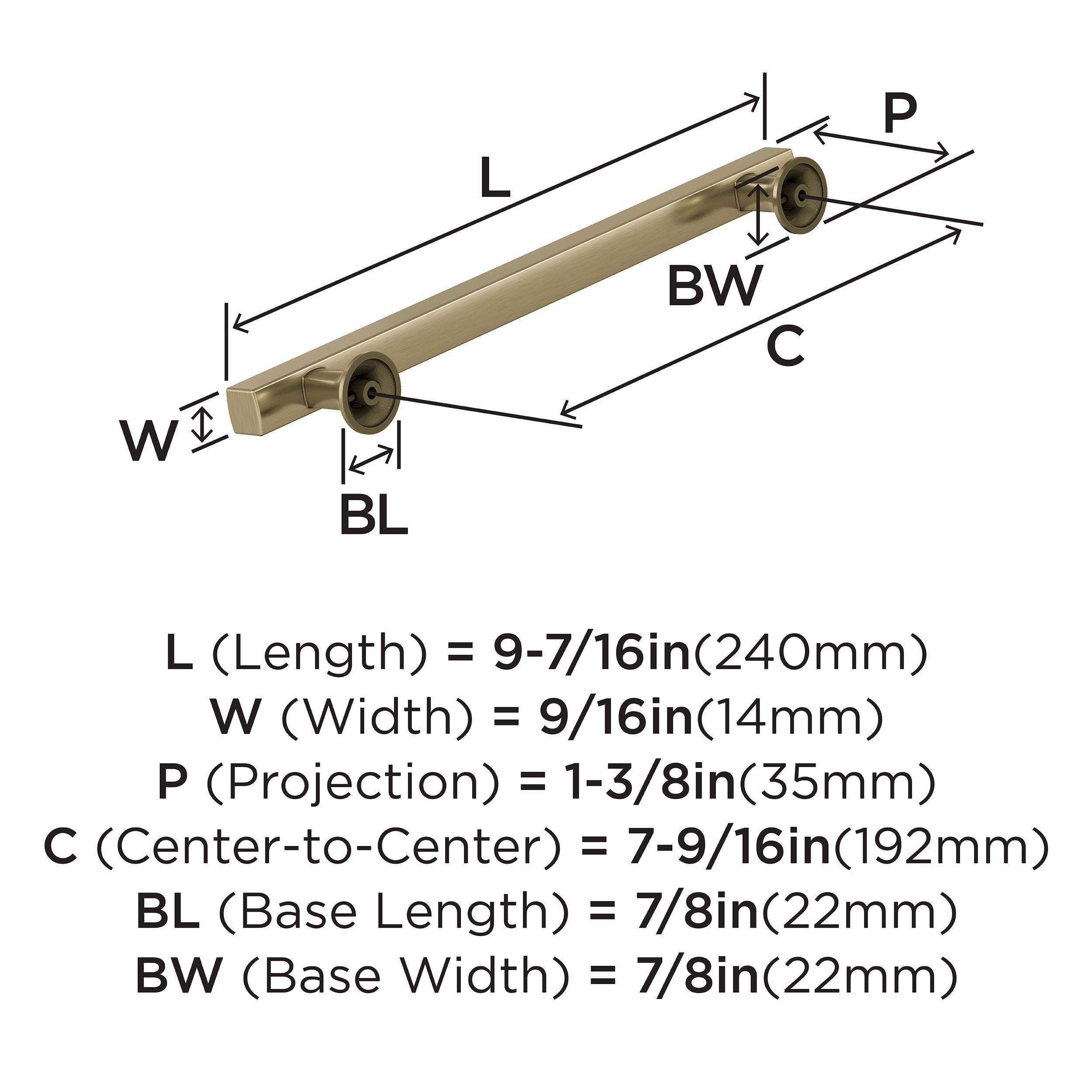 EVERETT 7-9/16 192 MM CENTER-TO-CENTER GOLDEN CHAMPAGNE CABINET PULL 