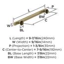 EVERETT 7-9/16 192 MM CENTER-TO-CENTER GOLDEN CHAMPAGNE CABINET PULL 