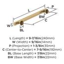 EVERETT 7-9/16 192 MM CENTER-TO-CENTER CHAMPAGNE BRONZE CABINET PULL 