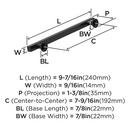 7-9/16 C-C BAR PULL MATTE BLACK *EVERETT 