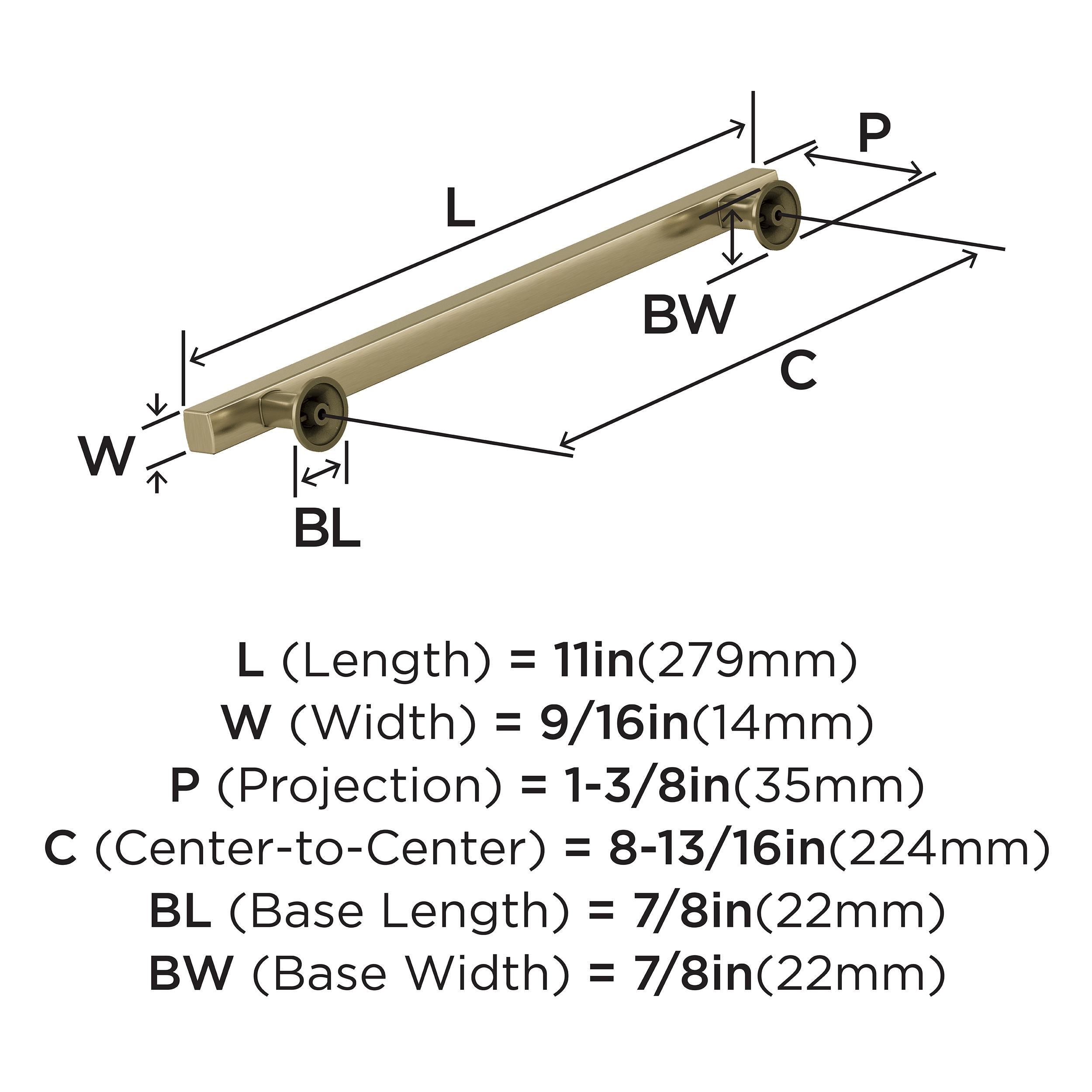 EVERETT 8-13/16 224 MM CENTER-TO-CENTER GOLDEN CHAMPAGNE CABINET PULL 