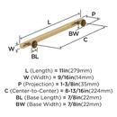 EVERETT 8-13/16 224 MM CENTER-TO-CENTER CHAMPAGNE BRONZE CABINET PULL 