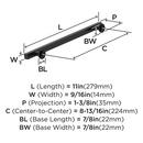 EVERETT 8-13/16 224 MM CENTER-TO-CENTER MATTE BLACK CABINET PULL 