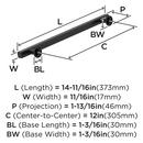 12 C-C BAR PULL MATTE BLACK *EVERETT 