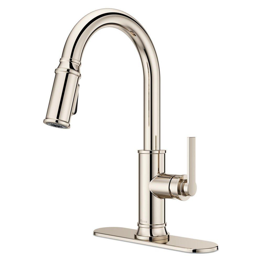 Pfister Polished Nickel Single Handle Pull Down Kitchen Faucet 
