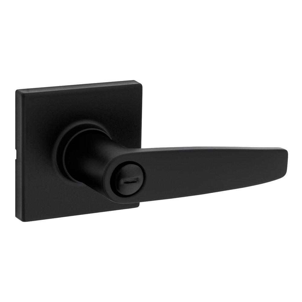 WINSTON KEYED ENTRY LEVER WITH SQUARE ROSE IN MATTE BLACK 