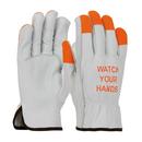 COWHIDE LEATHER GLV 2XL HIVIZ TIPS 