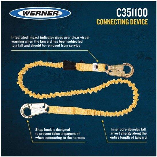 6ft SoftCoil Single Leg Lanyard with 2 Snap Hooks 