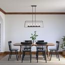 5-Light Chandelier Ceiling Light in Matte Black Grey Wood 
