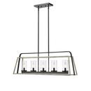 5-Light Chandelier Ceiling Light in Matte Black Grey Wood 