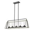 5-Light Chandelier Ceiling Light in Matte Black Grey Wood 