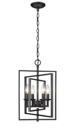 4-Light Pendant Light in Matte Black