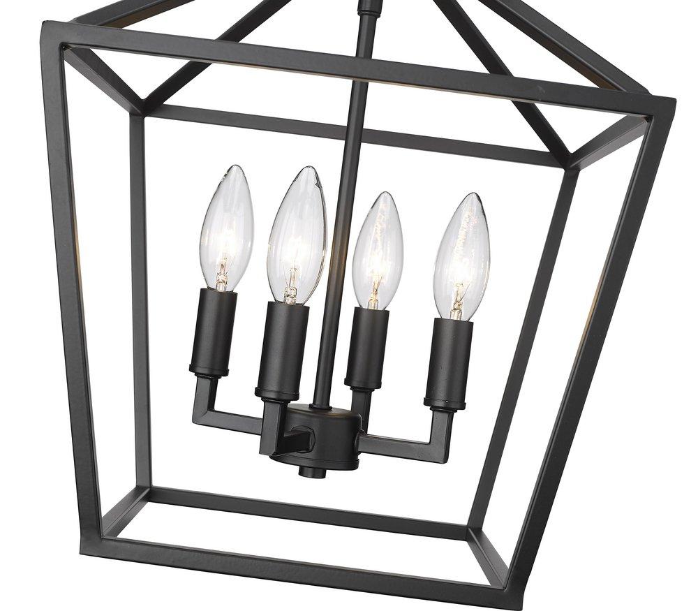 4-Light Semi-Flush Mount Ceiling Light in Matte Black 
