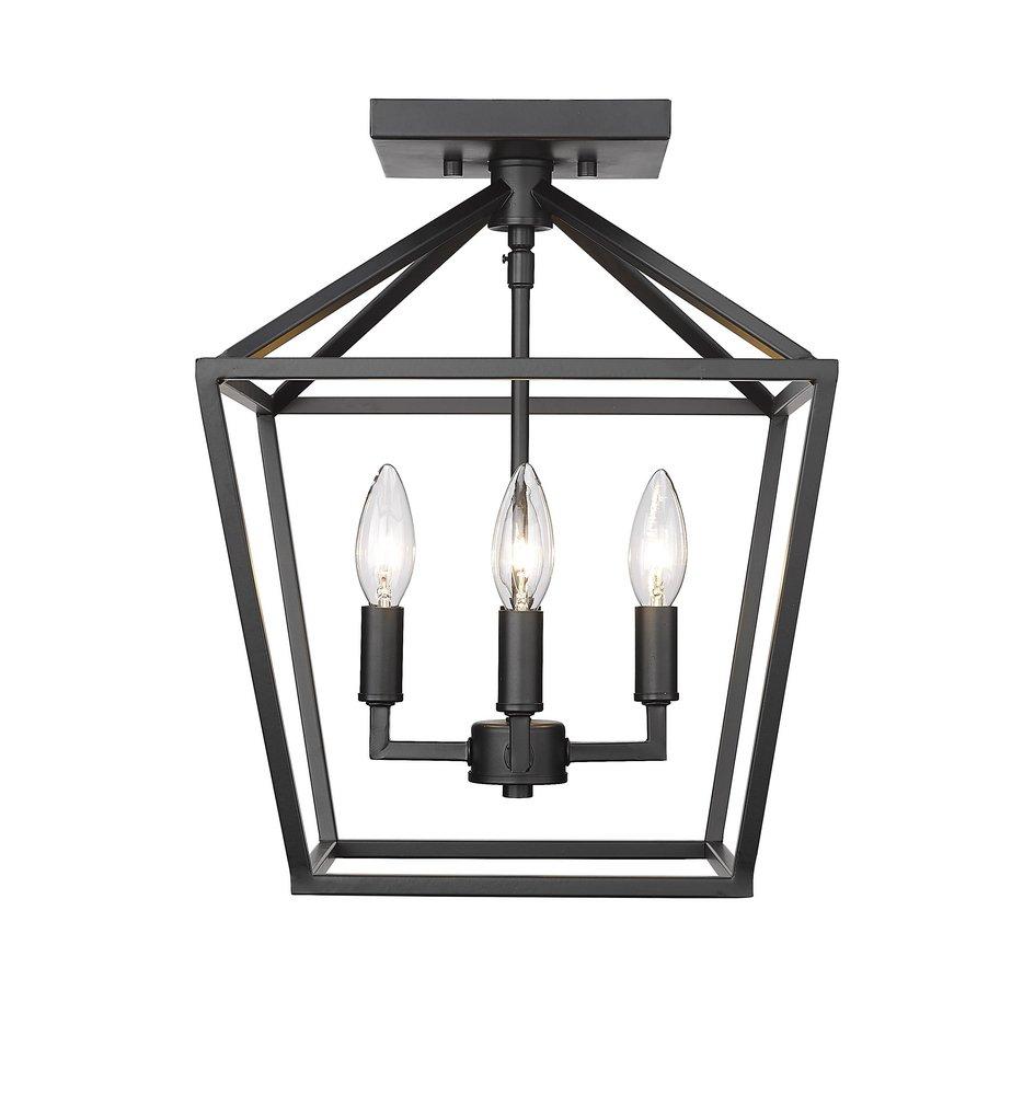 4-Light Semi-Flush Mount Ceiling Light in Matte Black 