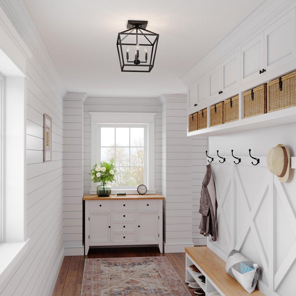 4?Light Medium Semi?Flush Mount in Matte Black 