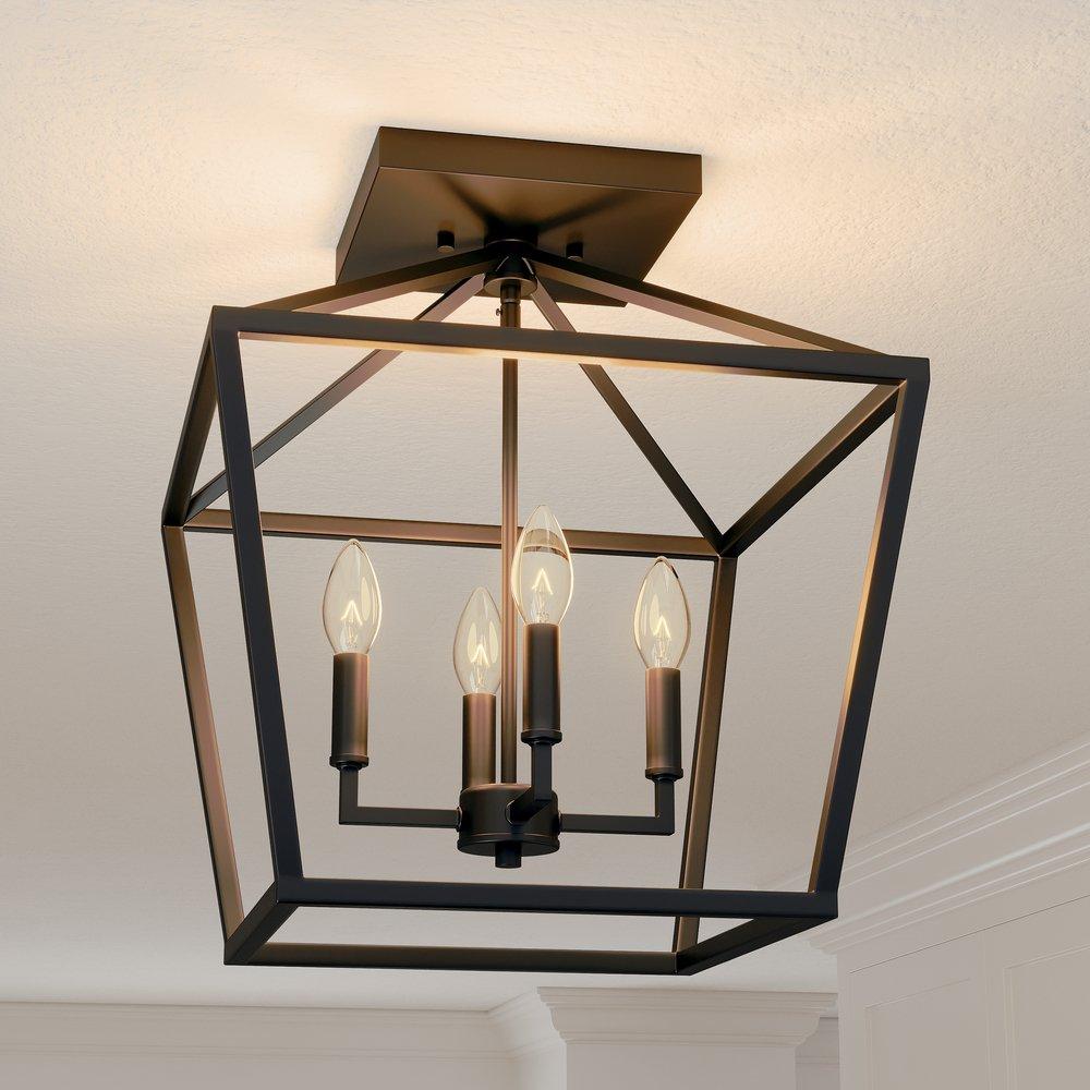 4?Light Medium Semi?Flush Mount in Matte Black 