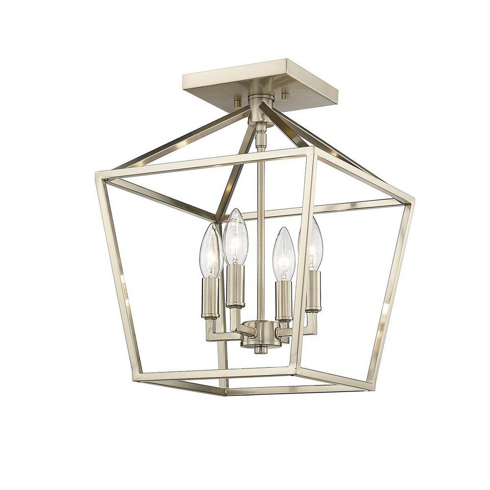 4-Light Semi-Flush Mount Ceiling Light in Modern Gold 
