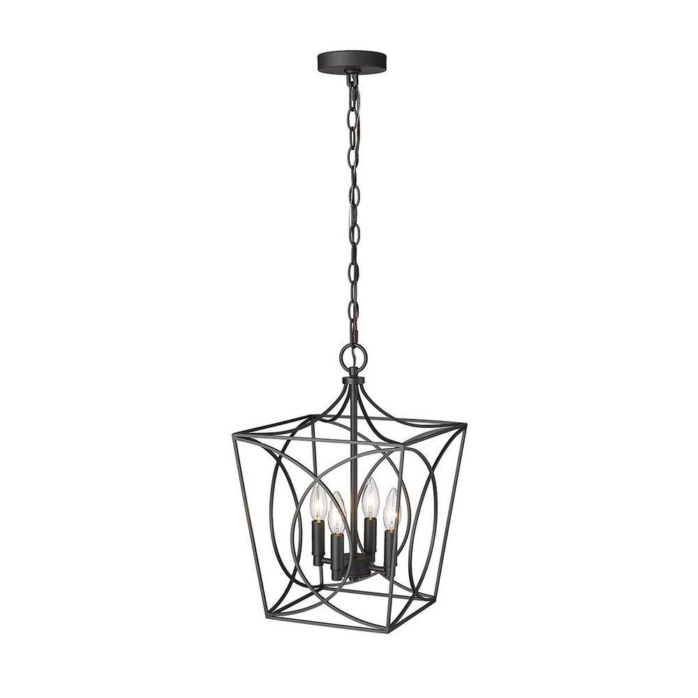 4-Light Pendant Light in Matte Black 