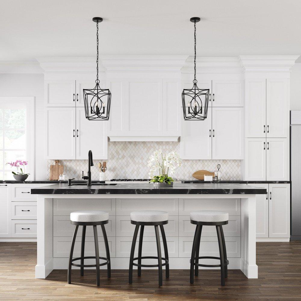 4-Light Pendant Light in Matte Black 