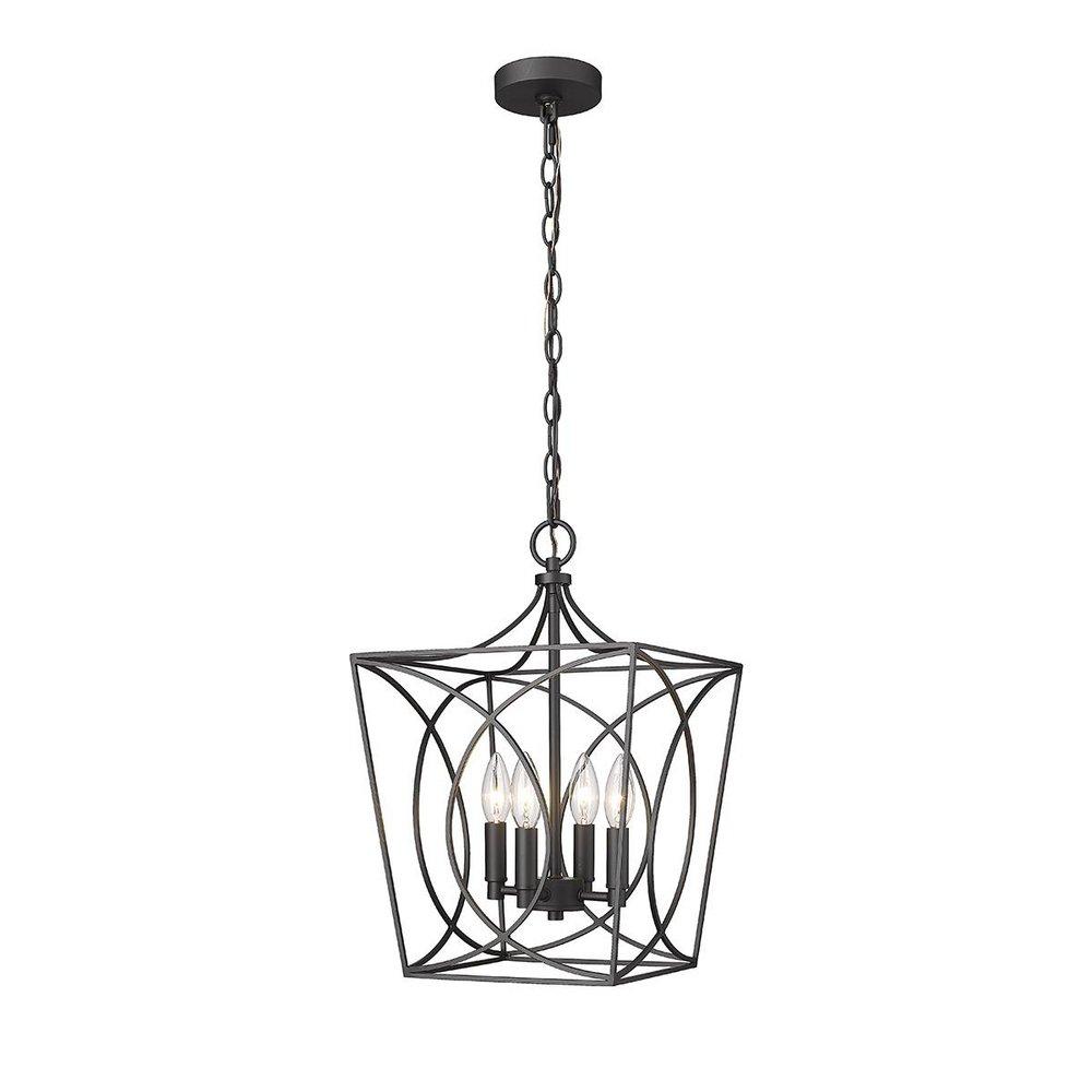 4-Light Pendant Light in Matte Black 
