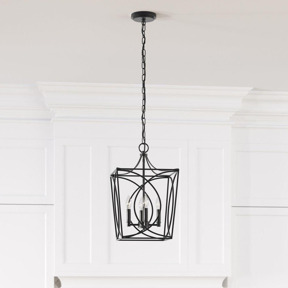4-Light Pendant Light in Matte Black 