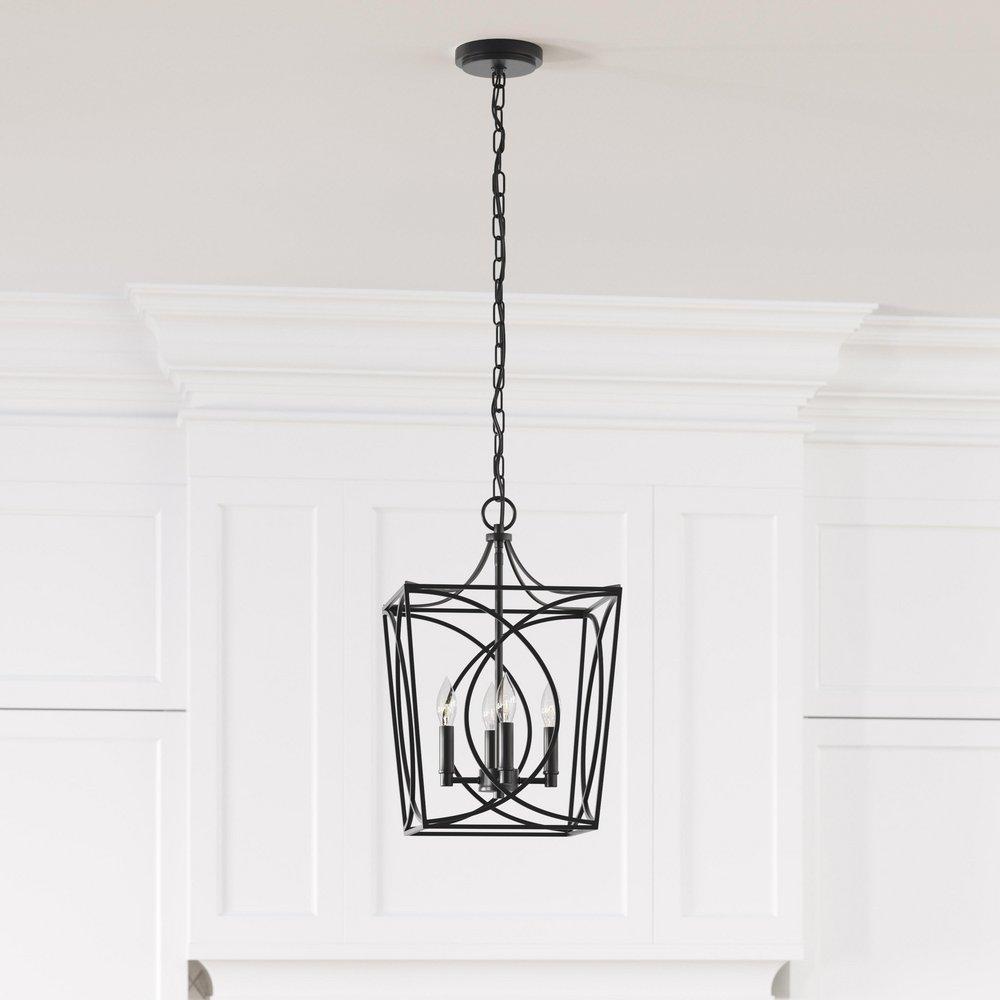 4-Light Pendant Light in Matte Black 