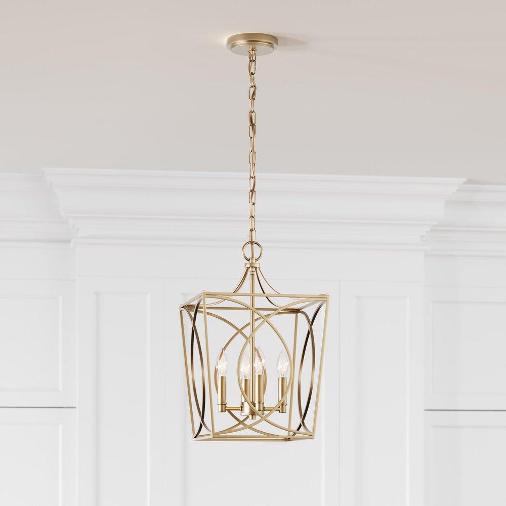 4-Light Pendant Light in Painted Modern Gold 