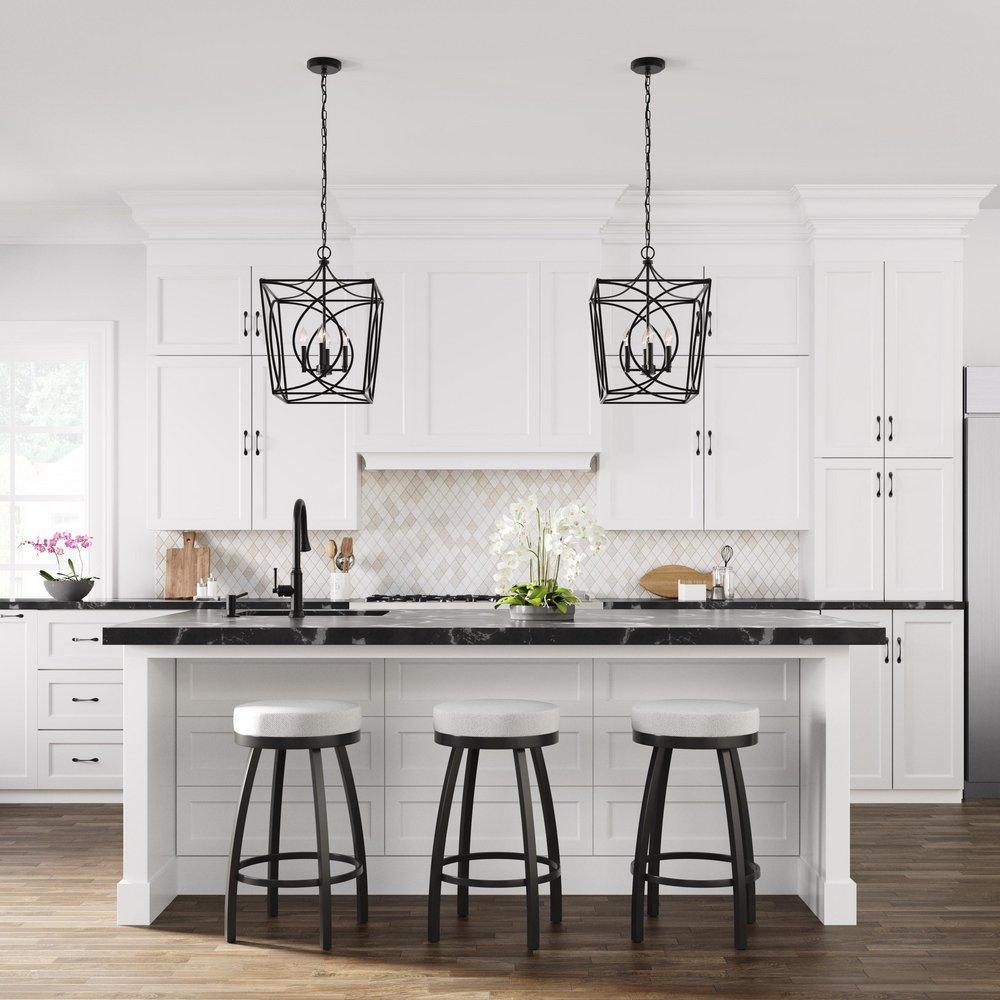 4-Light Pendant Light in Matte Black 