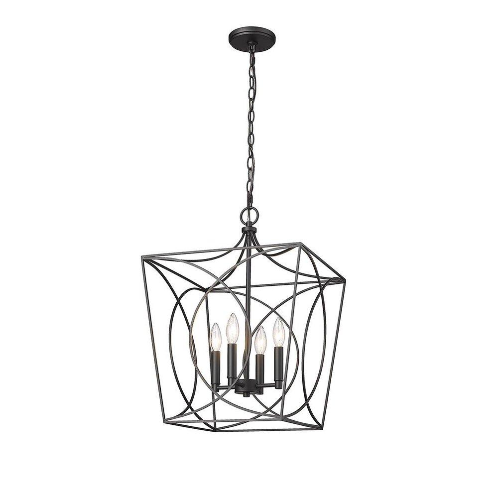4-Light Pendant Light in Matte Black 