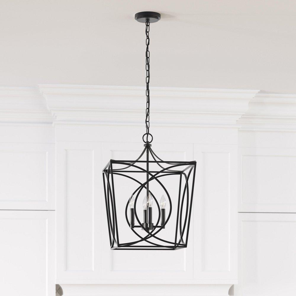 4-Light Pendant Light in Matte Black 