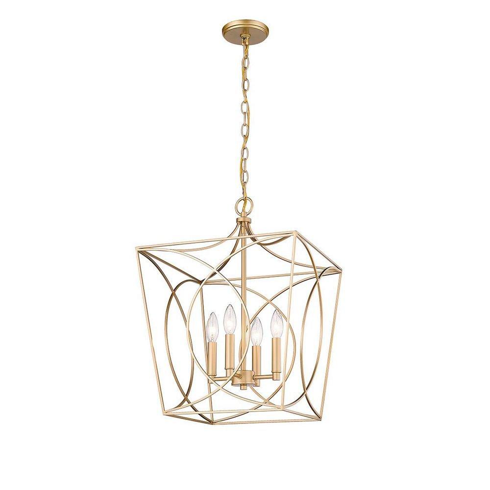 4-Light Pendant Light in Painted Modern Gold 